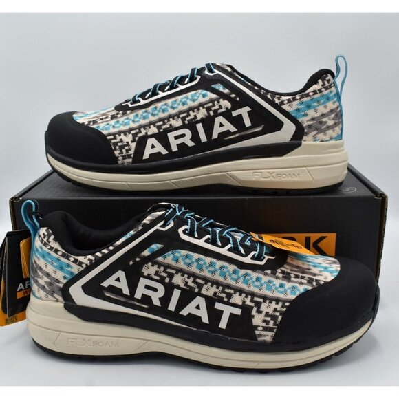 Ariat Womens Size 10 Outpace CT Comp Toe Turquoise Aztec EH Safety Shoes - Picture 4 of 13